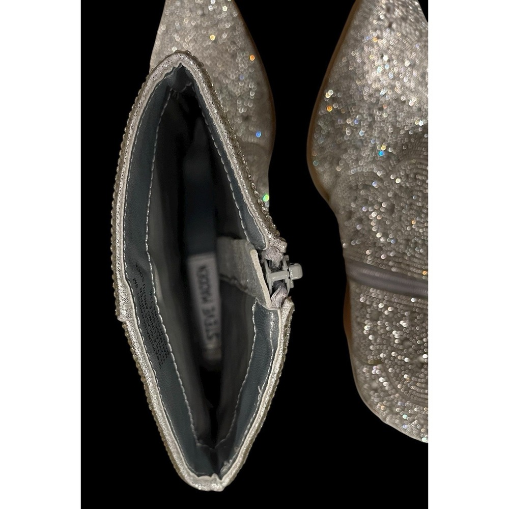 Steve Madden Silver Crystal Embellished Western Booties - Picture 7 of 9